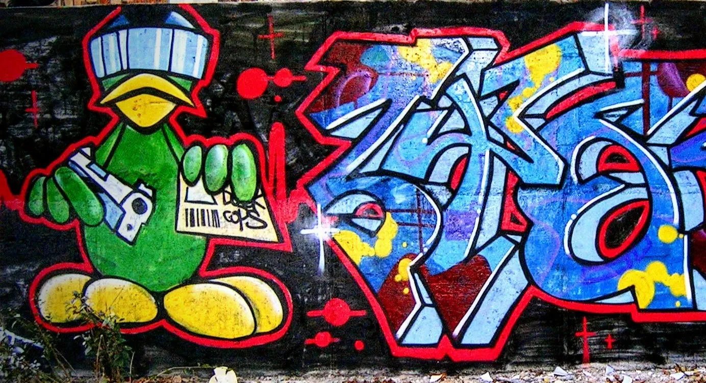 Canard et lettrage bleu