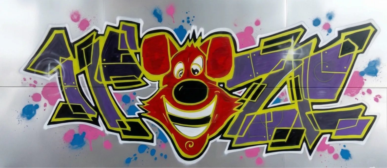 Lettrage jaune violet renard