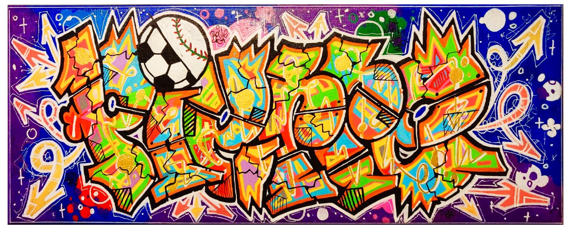 Toile panoramique — prénom fond violet