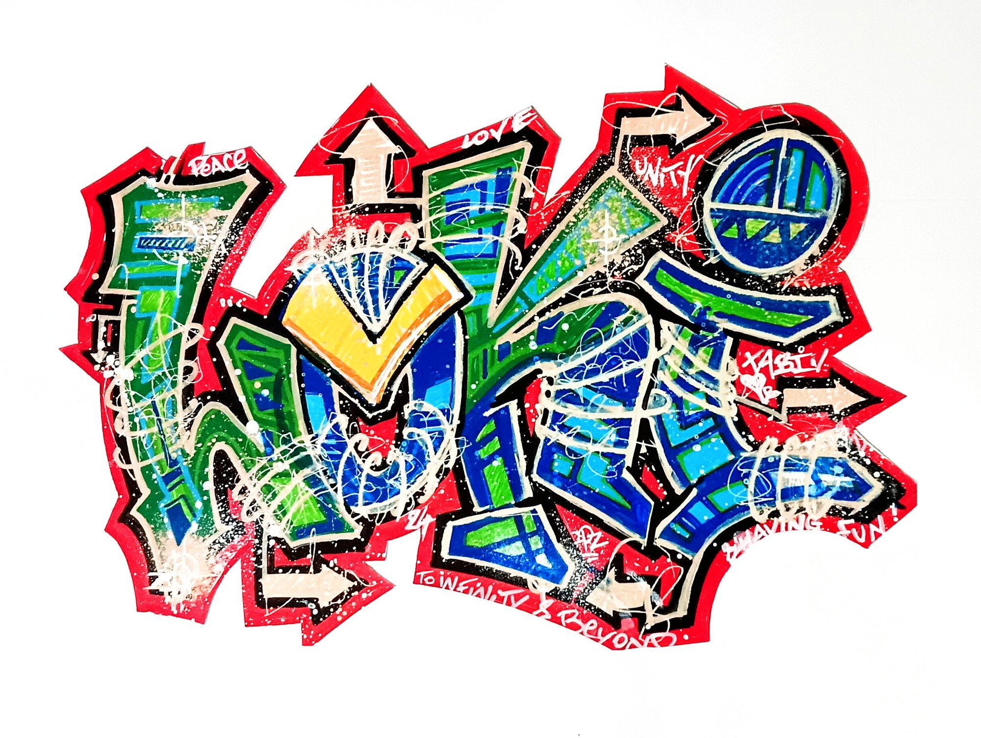 Toile graffiti — flèches rouge vert bleu